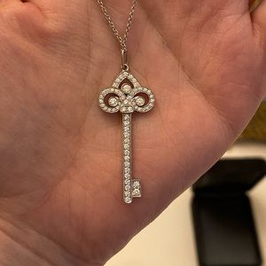 Platinum and Diamond Tiffany Key necklace
